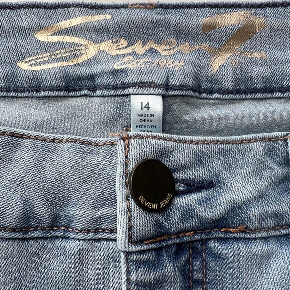 Seven7 Light Wash High Rise Slim Straight Denim Blue Jeans Womens Size 14 - Picture 5 of 9
